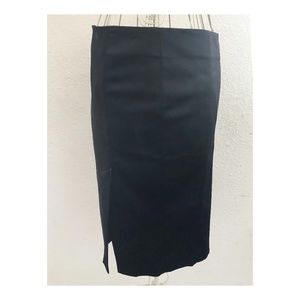 Bebe Womens Black Silk Skirt Zip Back Lined Pencil